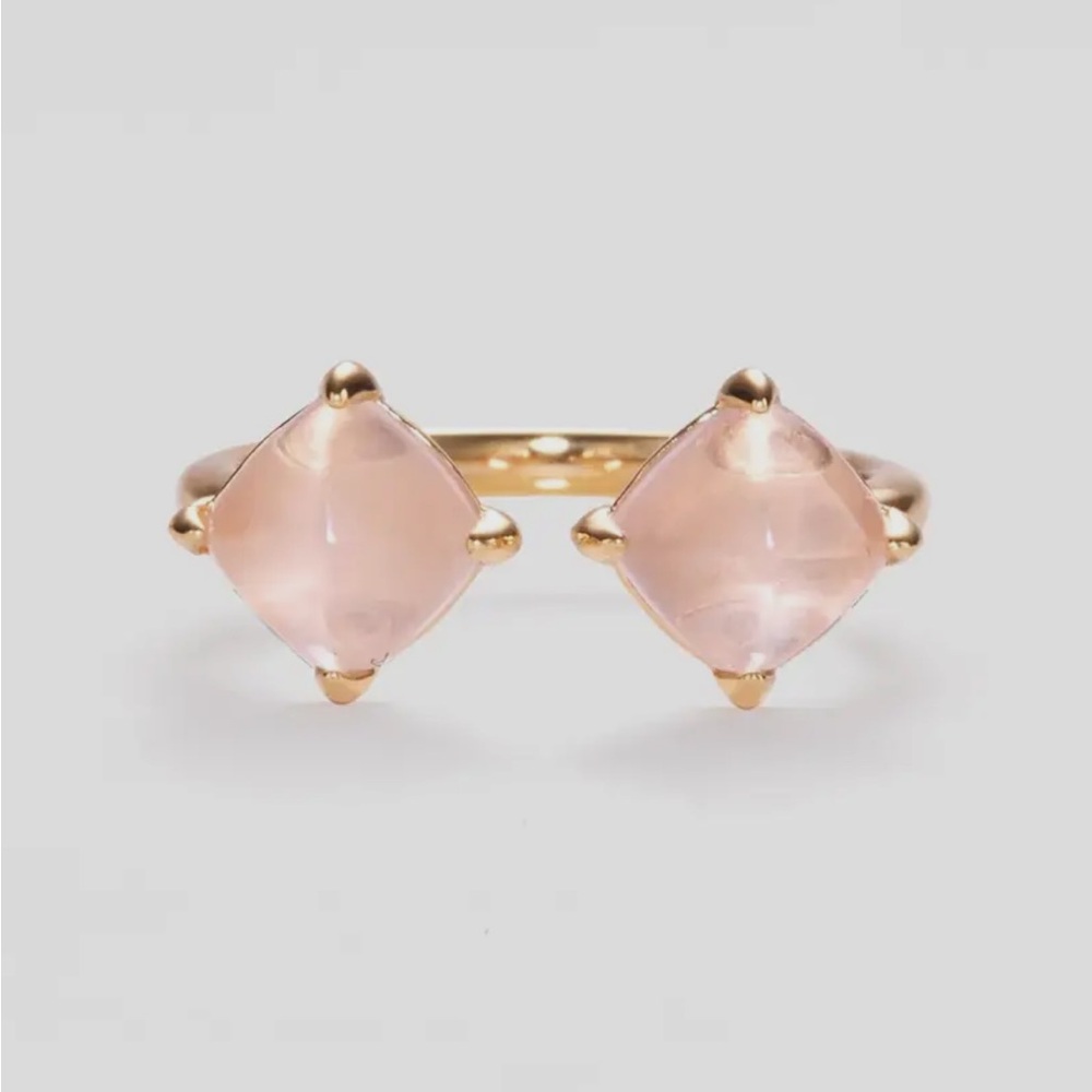 373. Pink Rose quartz natural crystal ring 925 Sterling Silver